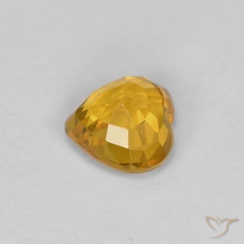 0.48ct Deep Orange-Gold Sapphire, Heart Shape, 4.5x4.5 mm