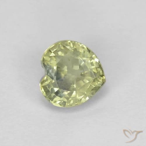 0.57ct Pale Lime Green Sapphire, Heart Shape, 4.6x4.5 mm