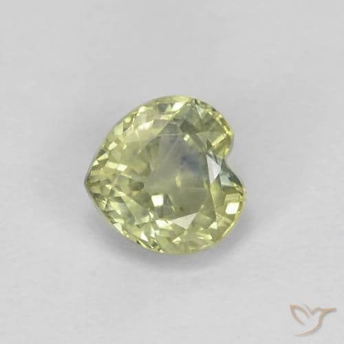 0.57ct Pale Lime Green Sapphire, Heart Shape, 4.6x4.5 mm