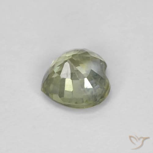 0.57ct Pale Lime Green Sapphire, Heart Shape, 4.6x4.5 mm