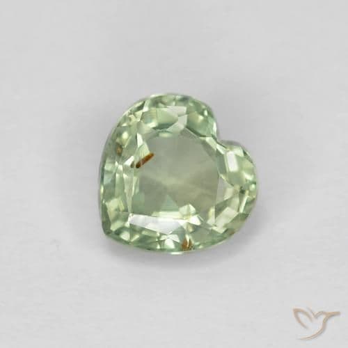 0.48ct Natural Light Green Sapphire, Heart Shape, 4.7x4.6 mm