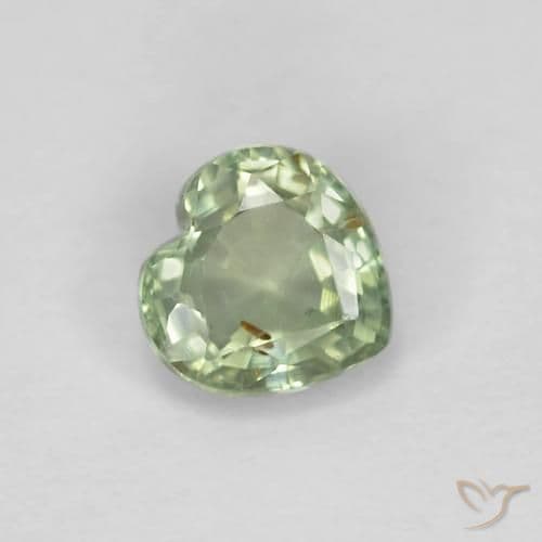 0.48ct Natural Light Green Sapphire, Heart Shape, 4.7x4.6 mm