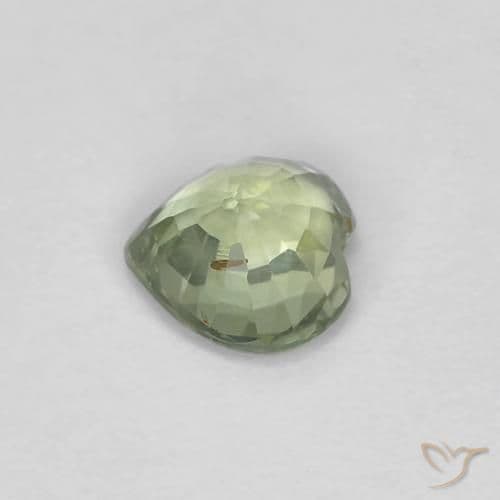 0.48ct Natural Light Green Sapphire, Heart Shape, 4.7x4.6 mm