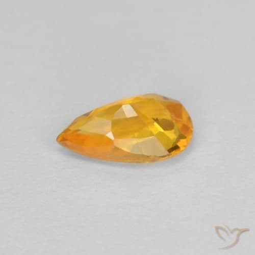 0.47ct Deep Orange-Gold Sapphire, Pear Shape, 6x3.8 mm