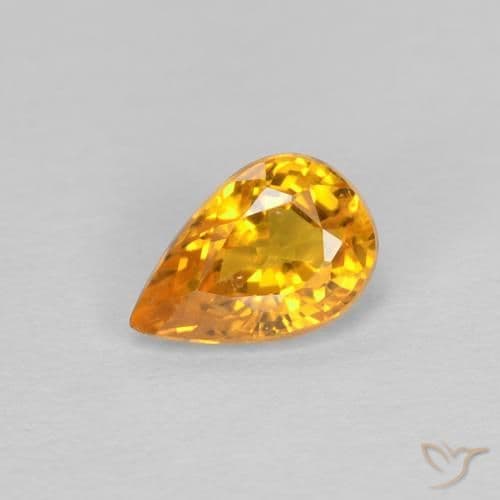 0.60ct Natural Dark Orange-Gold Sapphire, Pear Shape, 6x4 mm