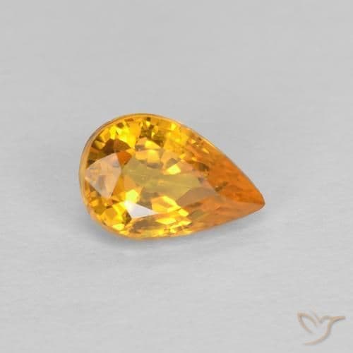 0.60ct Natural Dark Orange-Gold Sapphire, Pear Shape, 6x4 mm