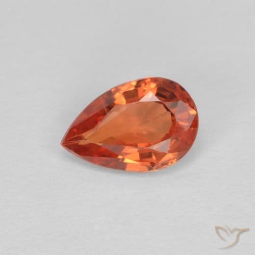 0.52ct Natural Reddish Orange Sapphire, Pear Shape, 6x4 mm