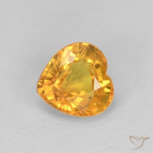 0.48ct Dark Orange-Gold Sapphire, Heart Shape, 4.5x4.5 mm