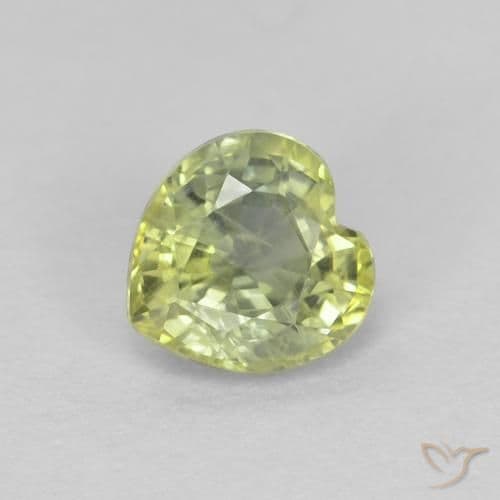 0.48ct Natural Olive Green Sapphire, Heart Shape, 4.5x4.4 mm