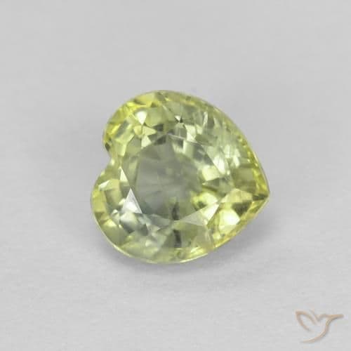 0.48ct Natural Olive Green Sapphire, Heart Shape, 4.5x4.4 mm