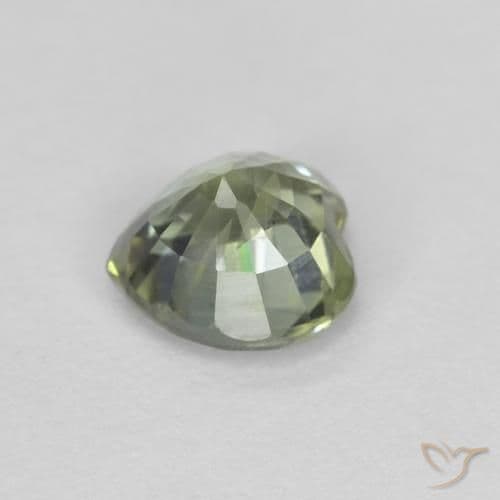 0.48ct Natural Olive Green Sapphire, Heart Shape, 4.5x4.4 mm