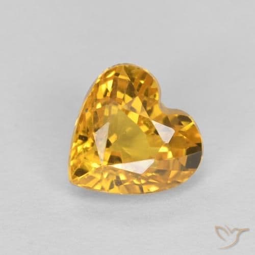 0.42ct Natural Orange-Gold Sapphire, Heart Shape, 4.9x4.7 mm