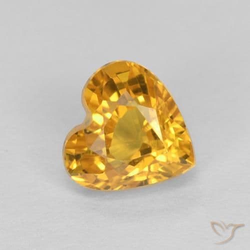 0.56ct Golden Orange Sapphire, Heart Shape, 4.9x4.7 mm