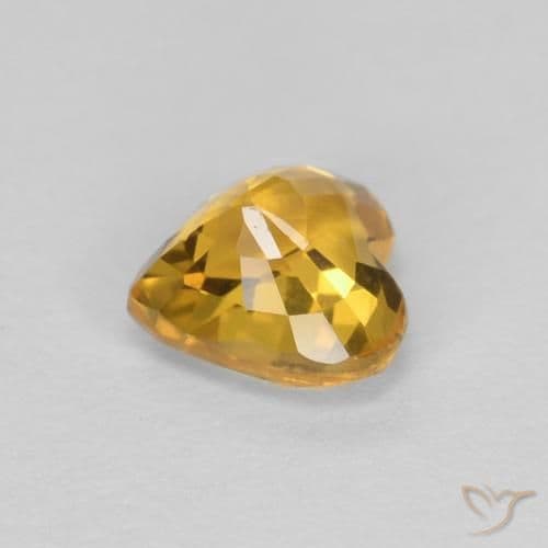 0.56ct Golden Orange Sapphire, Heart Shape, 4.9x4.7 mm