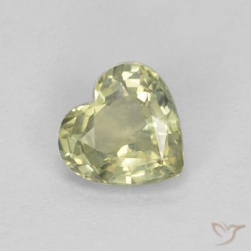 0.41ct Natural Light Green Sapphire, Heart Shape, 4.8x4.7 mm
