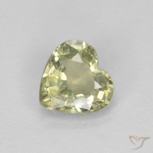 0.45ct Yellowish Green Sapphire, Heart Shape, 4.7x4.6 mm