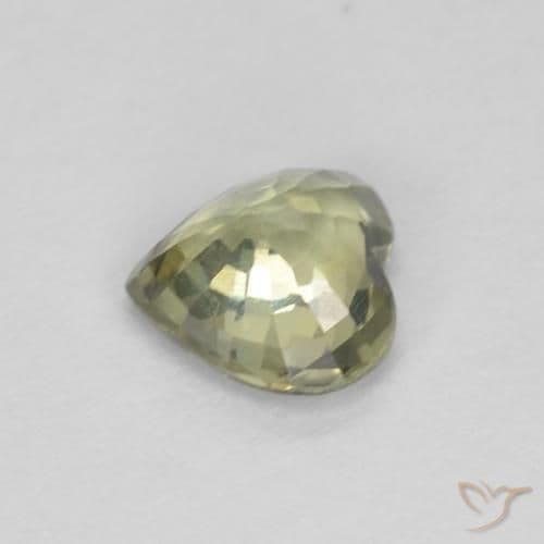 0.45ct Yellowish Green Sapphire, Heart Shape, 4.7x4.6 mm