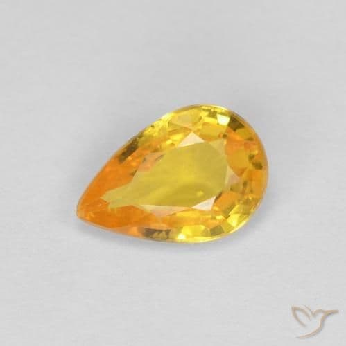 0.44ct Natural Orange-Gold Sapphire, Pear Shape, 5.8x4 mm