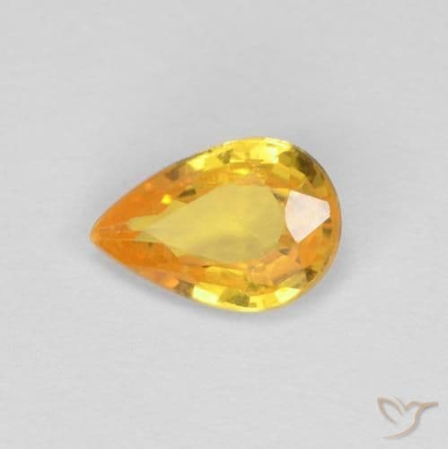 0.44ct Natural Orange-Gold Sapphire, Pear Shape, 5.8x4 mm
