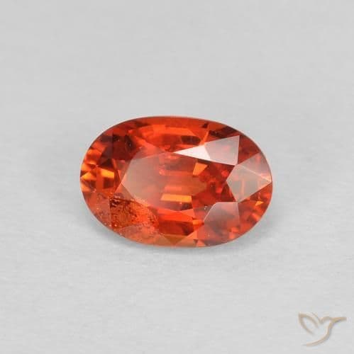 0.60ct Natural Reddish Orange Sapphire, Oval Cut, 5.9x4 mm