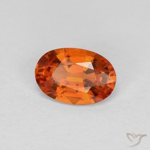 0.60ct Natural Reddish Orange Sapphire, Oval Cut, 6.2x4.2 mm