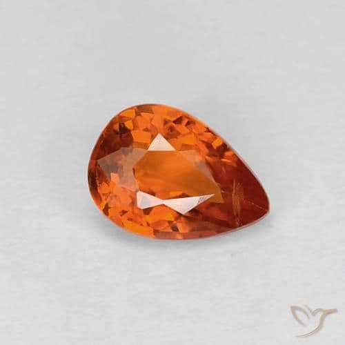 0.60ct Medium Orange Sapphire, Pear Shape, 5.9x4.2 mm