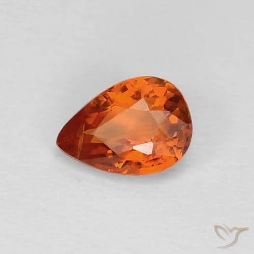 0.60ct Medium Orange Sapphire, Pear Shape, 5.9x4.2 mm