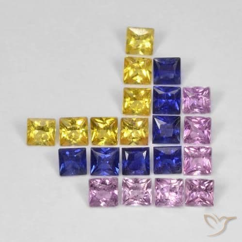 1.66ct Natural Multicolor Sapphire, Square, 2.2x2.2 mm