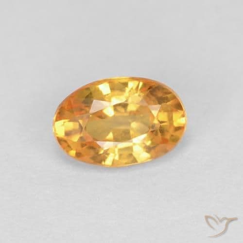 0.58ct Natural Orange-Gold Sapphire, Oval Cut, 5.8x3.9 mm