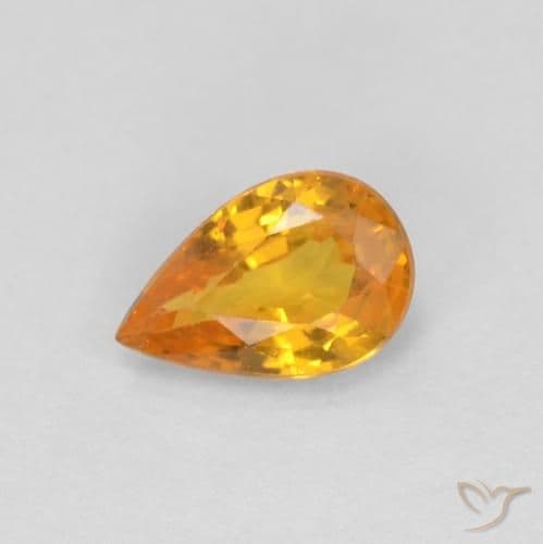 0.48ct Deep Orange-Gold Sapphire, Pear Shape, 6.1x4 mm
