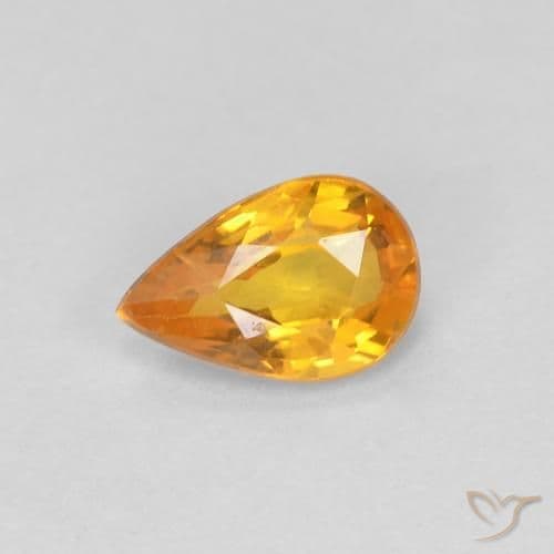 0.51ct Natural Orange-Gold Sapphire, Pear Shape, 5.9x3.9 mm