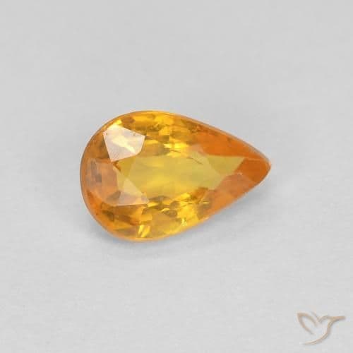 0.51ct Natural Orange-Gold Sapphire, Pear Shape, 5.9x3.9 mm