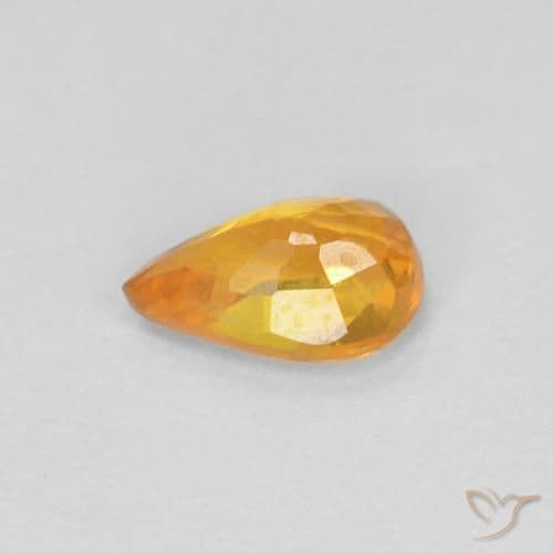 0.51ct Natural Orange-Gold Sapphire, Pear Shape, 5.9x3.9 mm