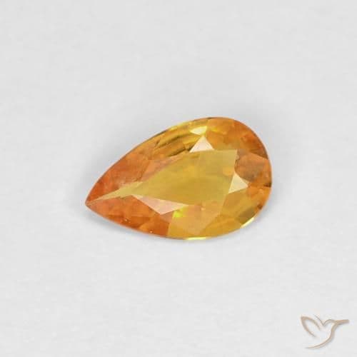 0.27ct Natural Orange-Gold Sapphire, Pear Shape, 5.8x3.6 mm