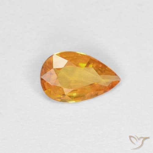 0.27ct Natural Orange-Gold Sapphire, Pear Shape, 5.8x3.6 mm