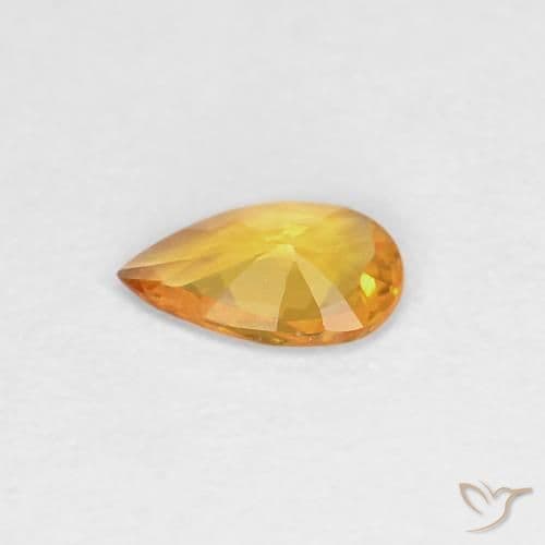 0.27ct Natural Orange-Gold Sapphire, Pear Shape, 5.8x3.6 mm