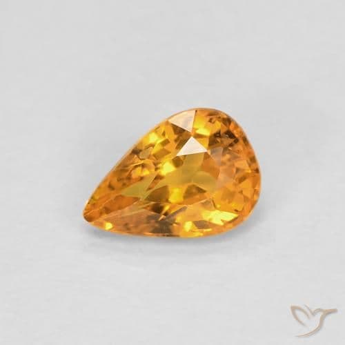 0.52ct Natural Orange-Gold Sapphire, Pear Shape, 5.8x4 mm