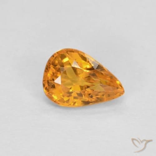 0.52ct Natural Orange-Gold Sapphire, Pear Shape, 5.8x4 mm