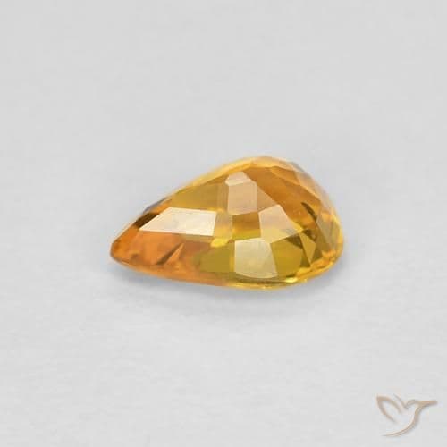 0.52ct Natural Orange-Gold Sapphire, Pear Shape, 5.8x4 mm