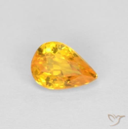 0.59ct Natural Medium Orange Sapphire, Pear Shape, 5.8x4 mm