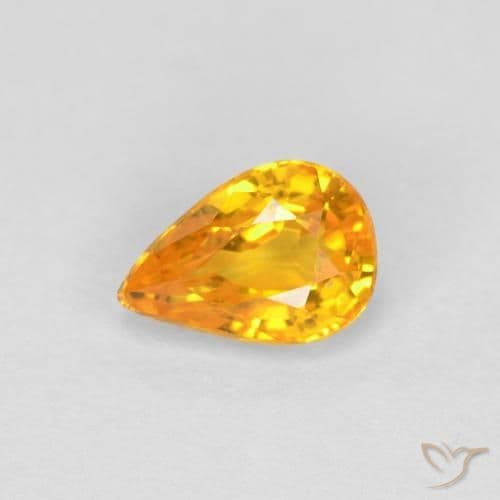 0.59ct Natural Medium Orange Sapphire, Pear Shape, 5.8x4 mm