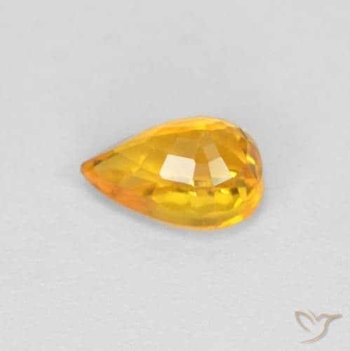 0.59ct Natural Medium Orange Sapphire, Pear Shape, 5.8x4 mm