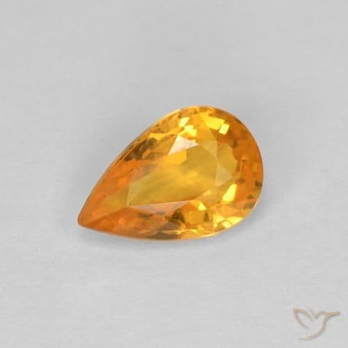 0.54ct Natural Medium Orange Sapphire, Pear Shape, 6.1x4 mm