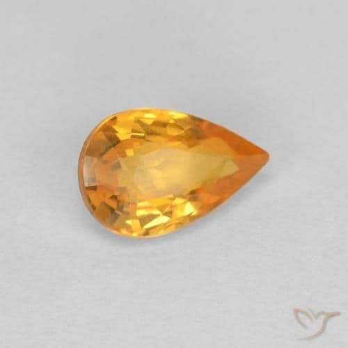 0.54ct Natural Medium Orange Sapphire, Pear Shape, 6.1x4 mm