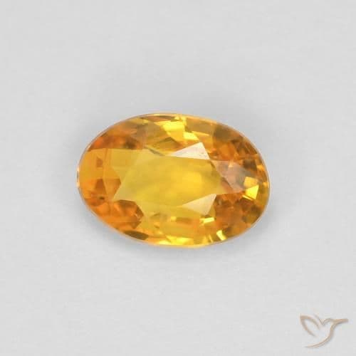 0.55ct Natural Orange-Gold Sapphire, Oval Cut, 5.9x4.1 mm
