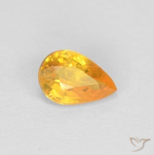 0.48ct Medium Orange Sapphire, Pear Shape, 5.8x3.8 mm
