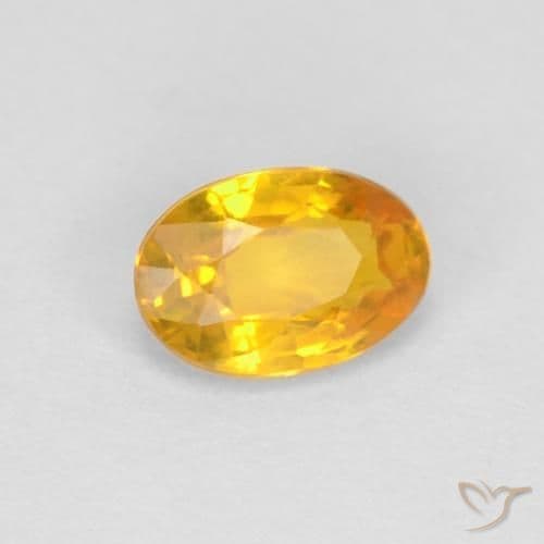 0.67ct Natural Orange-Gold Sapphire, Oval Cut, 6.1x4.1 mm