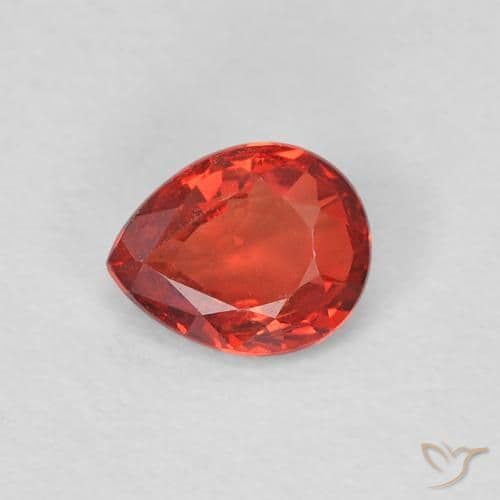 0.91ct Natural Bright Red Sapphire, Pear Shape, 5.3x4.3 mm