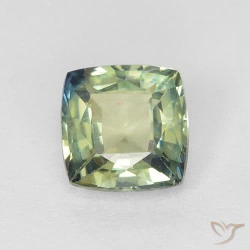 0.47ct Natural Light Green Sapphire, Cushion Cut, 4.3x4.3 mm
