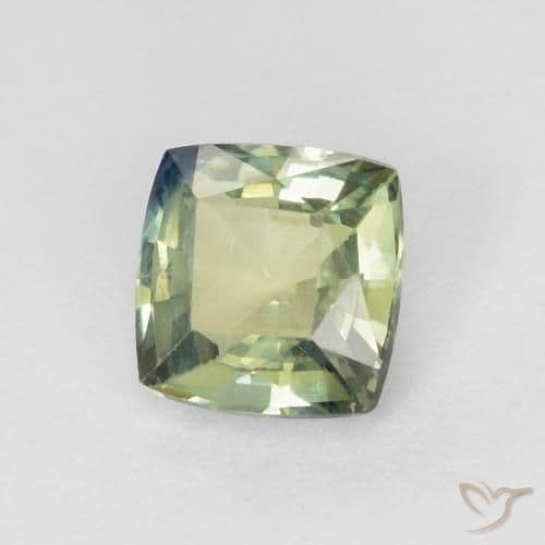 0.47ct Natural Light Green Sapphire, Cushion Cut, 4.3x4.3 mm